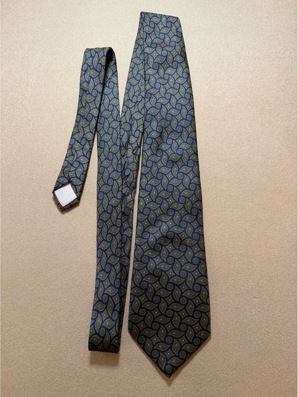 Pierre Cardin Olive and Blue Geometric Silk Tie